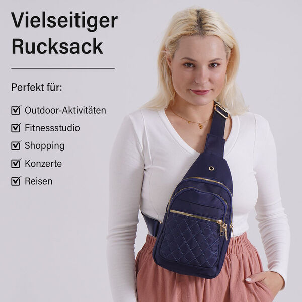Rucksack mit RFID-Schutz in Steppoptik, 17x7,5x30cm, Marineblau image number 2