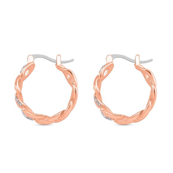 Weißer Kristall Ohrringe Nickelfreies Messing, Rosefarben image number 5