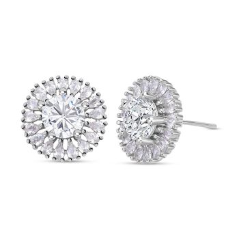 Wei&szlig;e Zirkonia Ohrringe, silberfarben