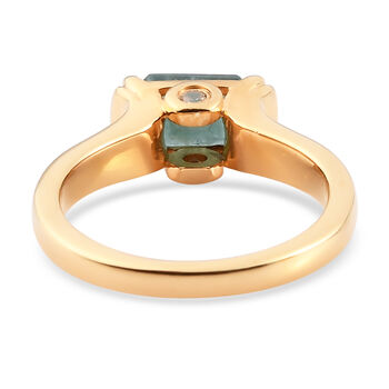 Grandidierit und Zirkon Solit&auml;r Ring 925 Silber vergoldet  ca. 1,09 ct