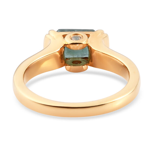 Grandidierit und Zirkon Solitär Ring 925 Silber vergoldet  ca. 1,09 ct image number 3