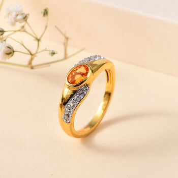 Feueropal und Zirkon Ring - 0,58 ct.