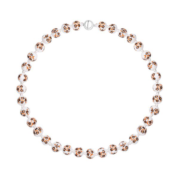 Keramik-Halskette, ca. 50 cm, silberfarben