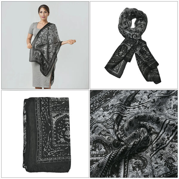 Eleganter Schal aus 100% Seide, Schwarz image number 5