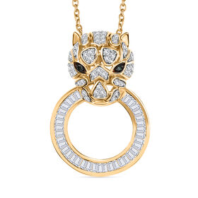Weißer Diamant Schmuckset 925 Silber 750 Gelbgold Vermeil ca. 0,99 ct.