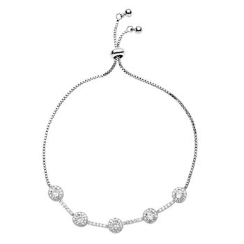 Wei&szlig;es Zirkonia Bolo-Armband, ca. 15-23 cm, reines Messing ca. 5,00 ct