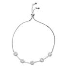 Weißes Zirkonia Bolo-Armband, ca. 15-23 cm, reines Messing ca. 5,00 ct