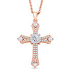 Weißer Zirkonia Schmuckset ca. 50 cm Nickelfreies Messing rosévergoldet und Edelstahl IP Rosa Plattierung