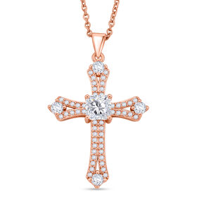 Weißer Zirkonia Schmuckset ca. 50 cm Nickelfreies Messing rosévergoldet und Edelstahl IP Rosa Plattierung