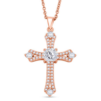 Wei&szlig;er Zirkonia Schmuckset ca. 50 cm Nickelfreies Messing ros&eacute;vergoldet und Edelstahl IP Rosa Plattierung