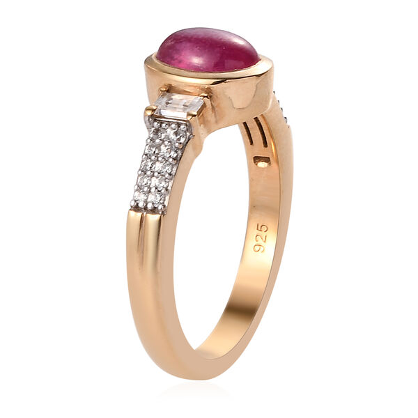 Fissure gefüllt Rubin und Zirkon Ring 925 Silber vergoldet  ca. 1,58 ct image number 5