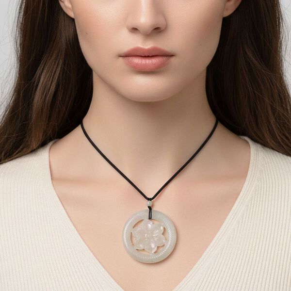 Wei&szlig;e Jade Halskette Flexibles cm ca. 110.00 ct image number 2