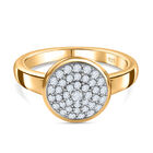 Moissanit Ring, 925 Silber Gelbgold Vermeil (Größe 19.00) ca. 0.45 ct