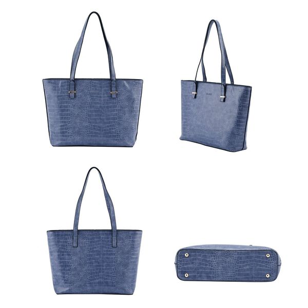 Passage - 4er-Set Handtaschen mit Krokodilpr&auml;gung; enth&auml;lt Schultertasche, Cross Body Bag, Clutch Bag und Portemonnaie, Taubengrau image number 3