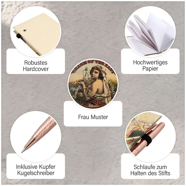 Notizbuch mit Kupfer Kugelschreiber, Frau Muster image number 14