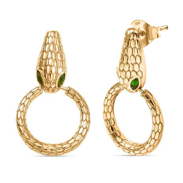 Nat&uuml;rlicher Chromdiopsid, Kanchanaburi Blauer Saphir Ohrringe 925 Silber 750 Gelbgold Vermeil ca. 0.44 ct