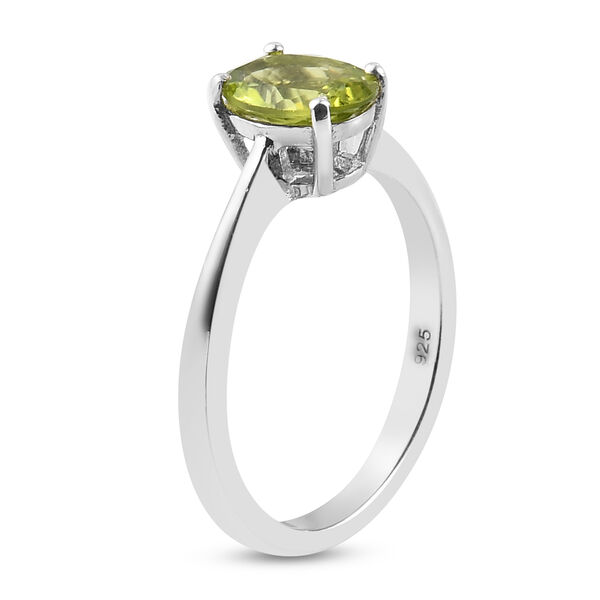 Nat&uuml;rlicher Peridot Solit&auml;r Ring 925 Silber platiniert  ca. 1,26 ct image number 5