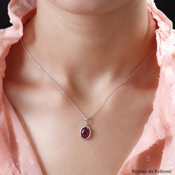 Afrikanischer Rubin-Solit&auml;r-Anh&auml;nger mit Kette in Silber, 4,12 ct. image number 2