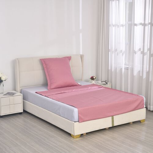 Bettwäsche-Set aus 80% Baumwolle mit Satin-Streifen, 135 x 200 cm und 80 x 80 cm, Beige