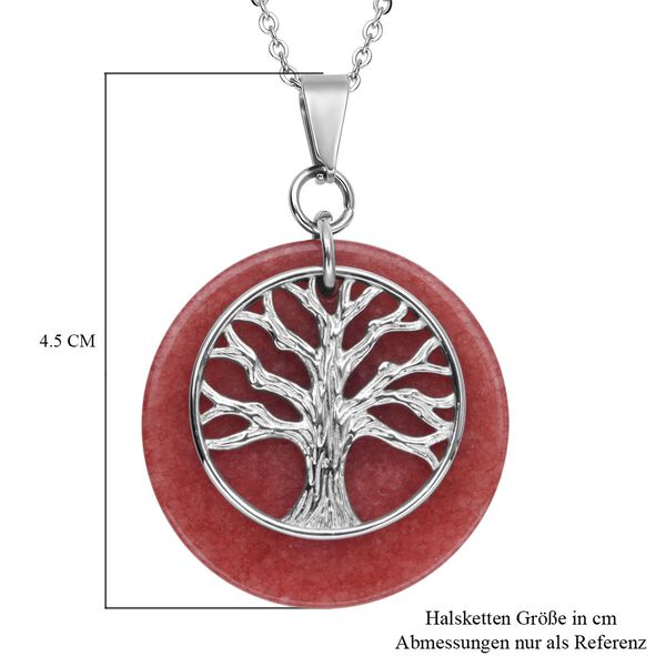 Gefärbter roter Achat-Anhänger mit Kette, reiner Edelstahl ca. 20,50 ct image number 5