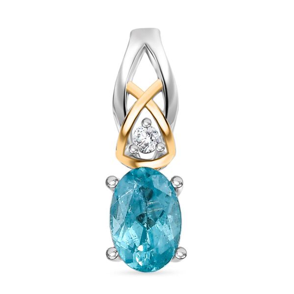 2er Set - D'joy Betroka Blauer Apatit Ring und Anh&auml;nger, 925 Silber platiniert und vergoldet (Gr&ouml;&szlig;e 19.00) ca. 1.44 ct image number 7