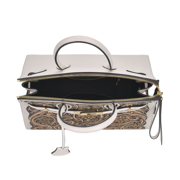 Grand Pelle  - Designer-inspirierte Echtleder Handtasche, wei&szlig; image number 11