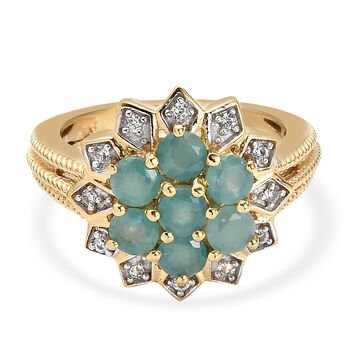 Grandidierit und Zirkon Ring 925 Silber vergoldet (Gr&ouml;&szlig;e 16.00) ca. 1,43 ct