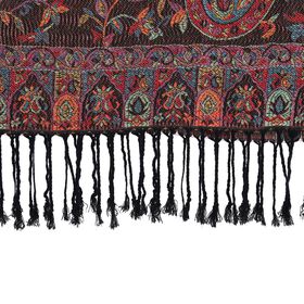 Schal mit Quasten und Paisleymuster, 70x180 cm, Dunkelrot