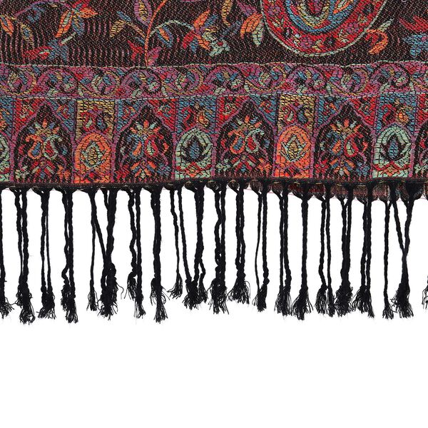 Schal mit Quasten und Paisleymuster, 70x180 cm, Dunkelrot image number 3