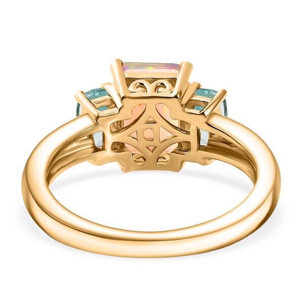 D'Joy AA Natürlicher, äthiopischer Welo Opal, Paraiba-Blau-Apatit Ring 925 Silber vergoldet (Größe 17.00) ca. 1.53 ct image number 6