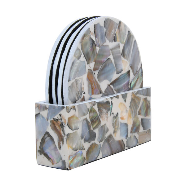 4er-Set Untersetzer mit Halter, Wei&szlig;