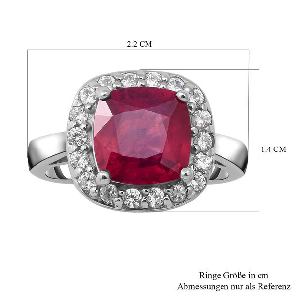 Afrikanischer Rubin und wei&szlig;er Zirkon-Ring, 925 Silber platiniert  ca. 5,47 ct image number 5