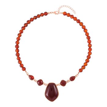 Roter Achat Anh&auml;nger mit Kette, Reiner Edelstahl, ca. 298.00 ct