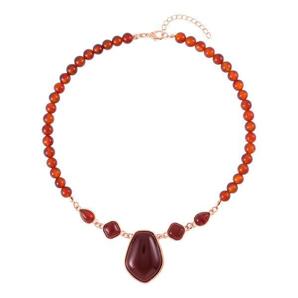 Roter Achat Anh&auml;nger mit Kette, Reiner Edelstahl, ca. 298.00 ct image number 2