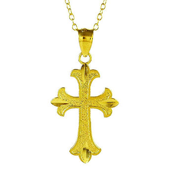 Kreuz-Anh&auml;nger mit 45cm Kette, 925 Silber vergoldet