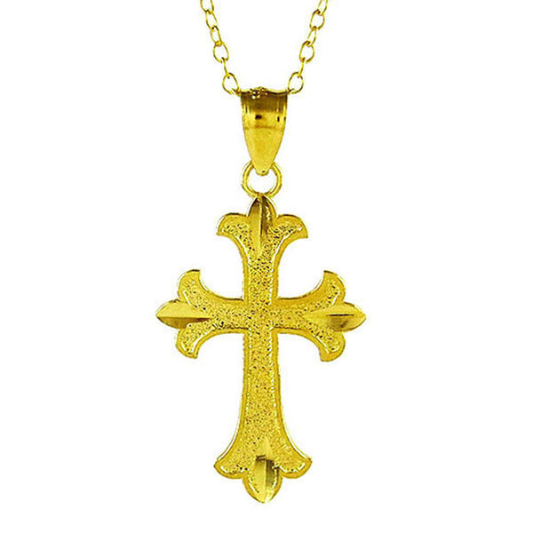 Kreuz-Anhänger mit 45cm Kette, 925 Silber vergoldet image number 0