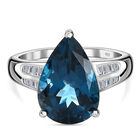 London Blau Topas und Diamant Ring 925 Silber platiniert (Größe 16.00) ca. 5,75 ct