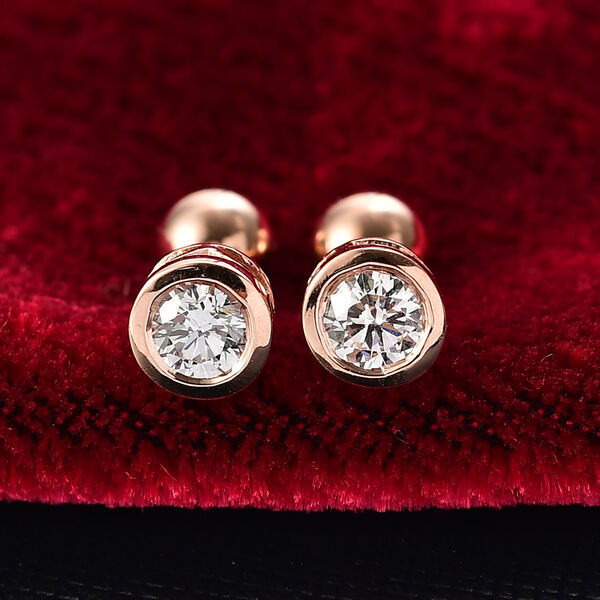 LUXURIANT 0,50 ct. SGL zertifizierte VS-EF Labor Diamant Ohrringe, 925 Silber 750 Roségold Vermeil image number 2
