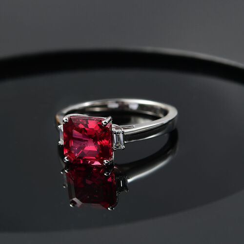 AAA Lab Grown Padparadscha Saphir, Lab Grown Diamant Ring 417 Gold (Größe 17.00) ca. 3,20 ct image number 1