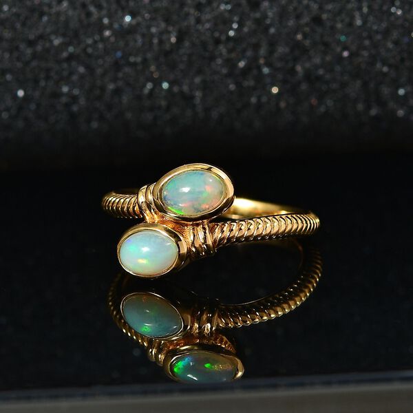 AA Nat&uuml;rlicher, &auml;thiopischer Welo Opal Ring 925 Silber Gelbgold Vermeil (Gr&ouml;&szlig;e 17.00) ca. 0,65 ct image number 3