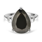 Schungit und weißer Zirkon-Ring, 925 Silber rhodiniert  ca. 5,55 ct image number 0