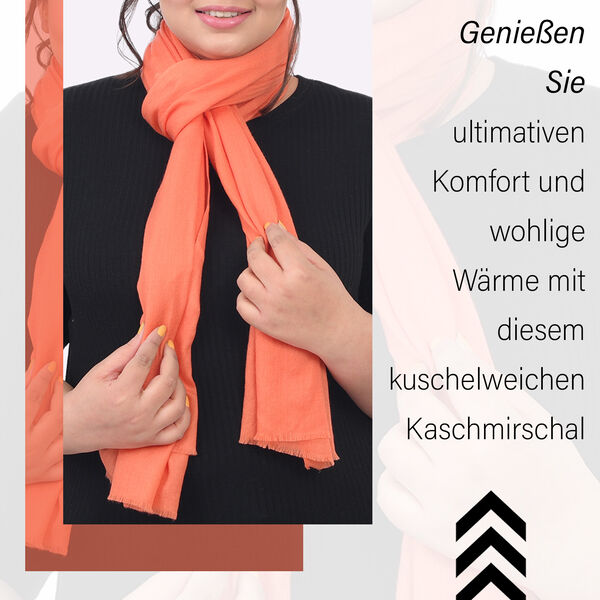 LA MAREY - Luxuri&ouml;ser und weicher Schal aus 100 % Kaschmirwolle, 70 x 195 cm, Orange image number 1