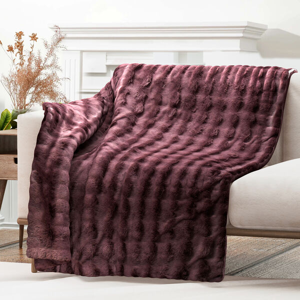 Serenity Night: Superweiche doppellagige Decke, luxuri&ouml;ses Kunstfell mit Mikropl&uuml;schfutter, 750 GSM, 150 x 200 cm, Rosenholz