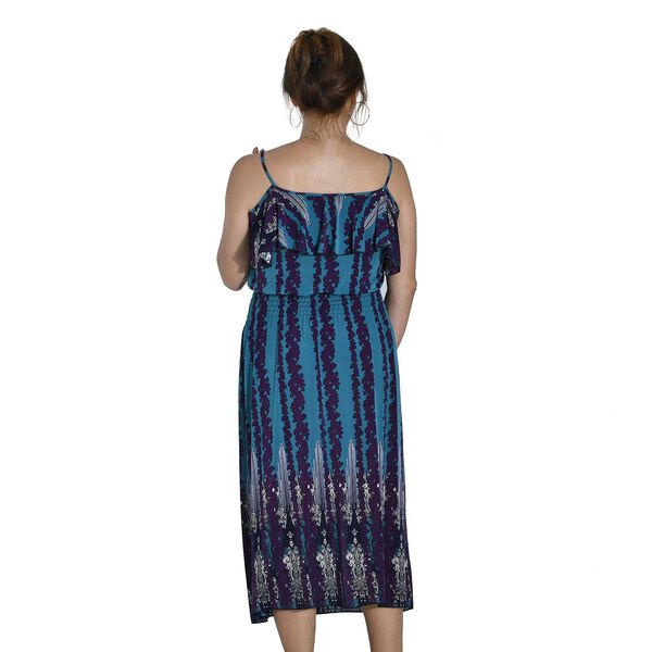 Midaxi-Kleid mit gesmokter Taille, One Size, Blau und lila image number 2