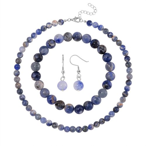 Sodalith Schmuckset Reiner Edelstahl ca. 285.00 ct. image number 0
