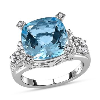 GP Bella Italia Kollektion - Himmelblauer Topas, Zirkon und blauer Saphir-Ring - 8,96 ct.