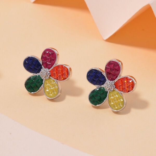 Mehrfarbige Zirkonia Ohrstecker image number 2
