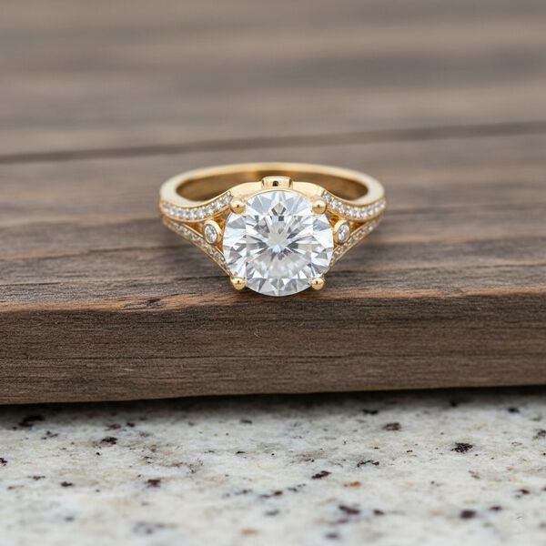 Weißer Zirkonia Ring Nickelfreies Messing vergoldet (Größe 21.00) image number 1