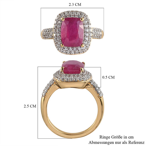 Afrikanischer Rubin und Zirkon-Ring, (Fissure gef&uuml;llt), 925 Silber vergoldet image number 8