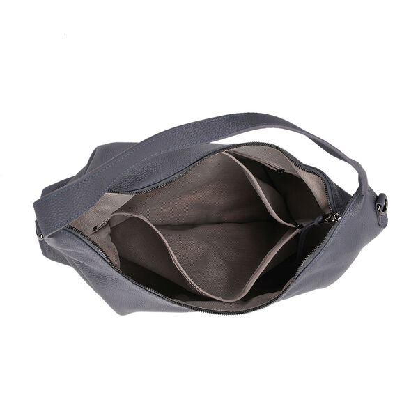 Echtleder-Hobo-Bag mit abnehmbarem Schulterriemen, 41x10x35 cm, Staubblau image number 6